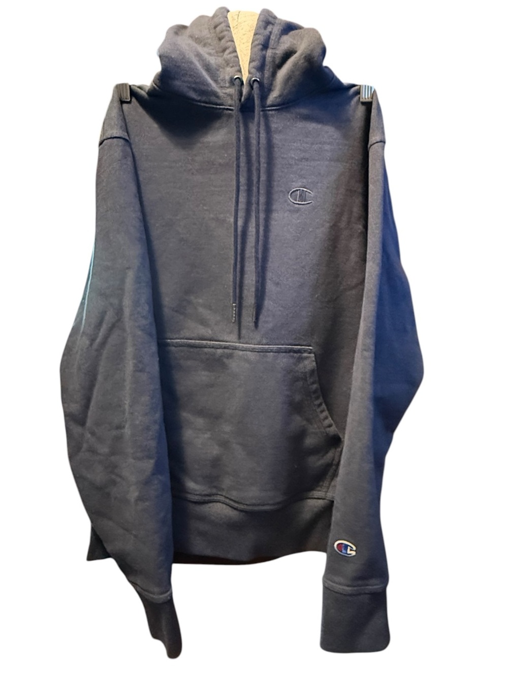 Champion Dark Gray Pullover Hoodie with Embroidered Logos